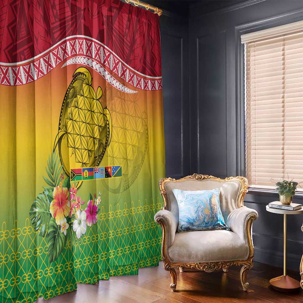 Melanesian Ni-Vanuatu Window Curtain Sea Turtle with Sand Drawing Pattern LT9 - Polynesian Pride