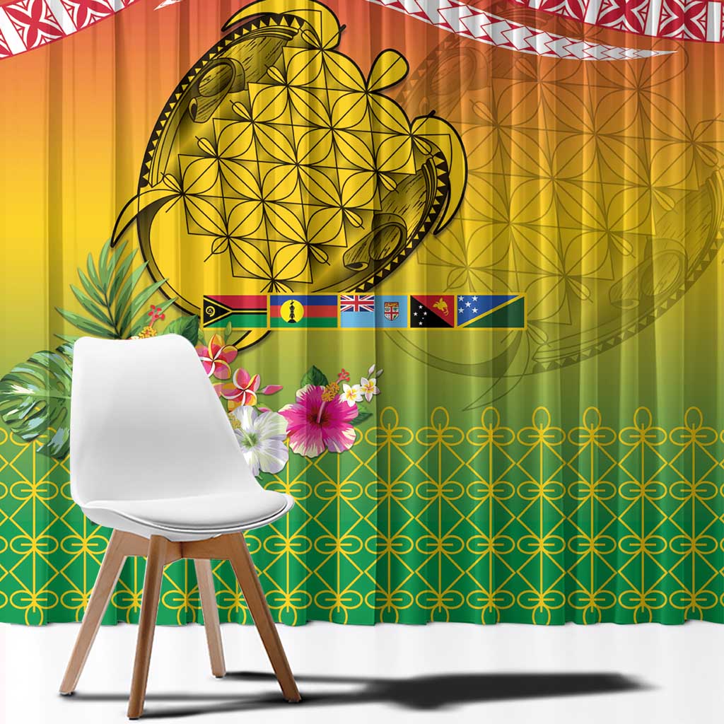 Melanesian Ni-Vanuatu Window Curtain Sea Turtle with Sand Drawing Pattern LT9 - Polynesian Pride