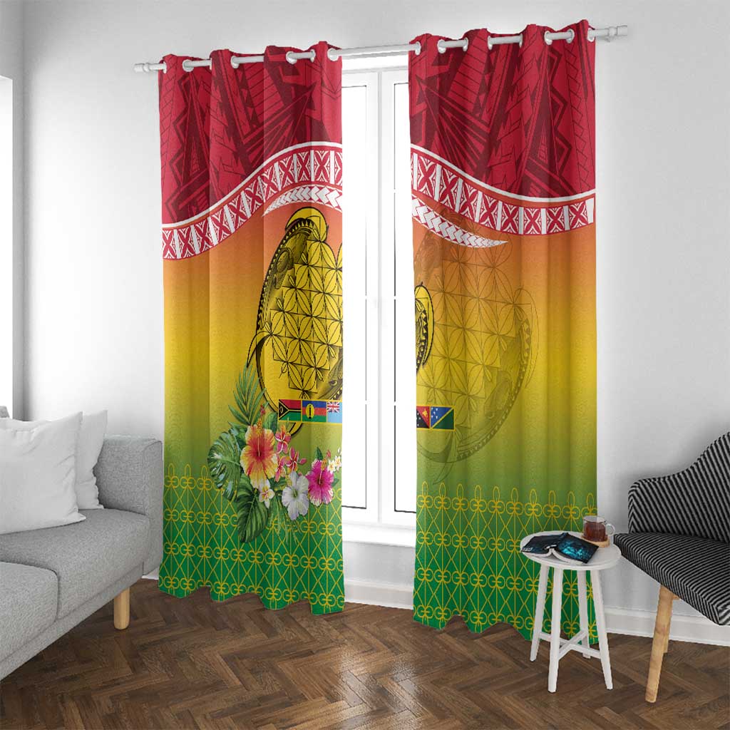 Melanesian Ni-Vanuatu Window Curtain Sea Turtle with Sand Drawing Pattern LT9 With Grommets Reggae - Polynesian Pride