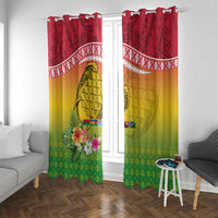 Melanesian Ni-Vanuatu Window Curtain Sea Turtle with Sand Drawing Pattern LT9 With Grommets Reggae - Polynesian Pride