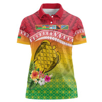 Melanesian Ni-Vanuatu Women Polo Shirt Sea Turtle with Sand Drawing Pattern LT9 Female Reggae - Polynesian Pride