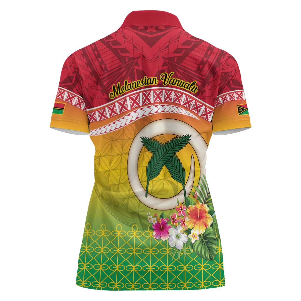 Melanesian Ni-Vanuatu Women Polo Shirt Sea Turtle with Sand Drawing Pattern LT9 - Polynesian Pride