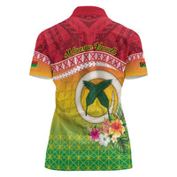 Melanesian Ni-Vanuatu Women Polo Shirt Sea Turtle with Sand Drawing Pattern LT9 - Polynesian Pride