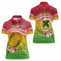 Melanesian Ni-Vanuatu Women Polo Shirt Sea Turtle with Sand Drawing Pattern LT9 - Polynesian Pride
