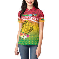 Melanesian Ni-Vanuatu Women Polo Shirt Sea Turtle with Sand Drawing Pattern LT9 - Polynesian Pride