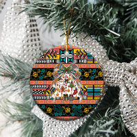 Niue Hiapo Christmas Bow Ceramic Ornament Hapi Krismas Colorful Motif LT9 - Polynesian Pride
