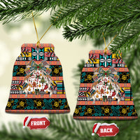 Niue Hiapo Christmas Bow Ceramic Ornament Hapi Krismas Colorful Motif LT9 Bell Flake Multicolor - Polynesian Pride