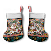 Niue Hiapo Christmas Bow Christmas Stocking Hapi Krismas Colorful Motif LT9 - Polynesian Pride