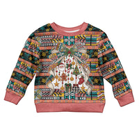 Niue Hiapo Christmas Bow Kid Ugly Christmas Sweater Hapi Krismas Colorful Motif LT9 Kid Multicolor - Polynesian Pride