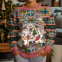 Niue Hiapo Christmas Bow Kid Ugly Christmas Sweater Hapi Krismas Colorful Motif LT9 - Polynesian Pride