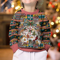 Niue Hiapo Christmas Bow Kid Ugly Christmas Sweater Hapi Krismas Colorful Motif LT9 - Polynesian Pride