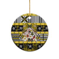 Niue Hiapo Christmas Bow Ceramic Ornament Hapi Krismas Niuean Geometric Motif LT9 - Polynesian Pride