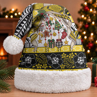 Niue Hiapo Christmas Bow Christmas Santa Hat Hapi Krismas Niuean Geometric Motif LT9 With Fur Multicolor - Polynesian Pride