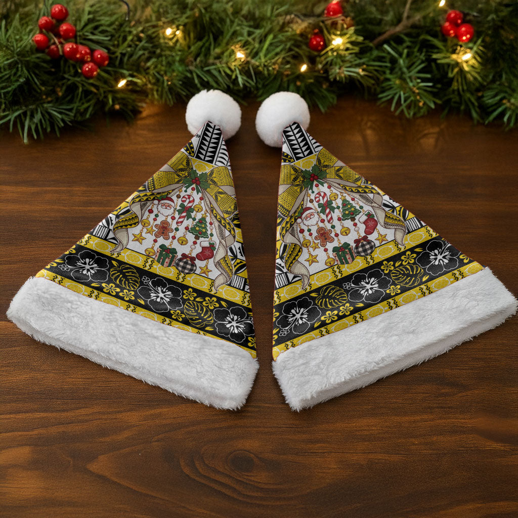 Niue Hiapo Christmas Bow Christmas Santa Hat Hapi Krismas Niuean Geometric Motif LT9 - Polynesian Pride