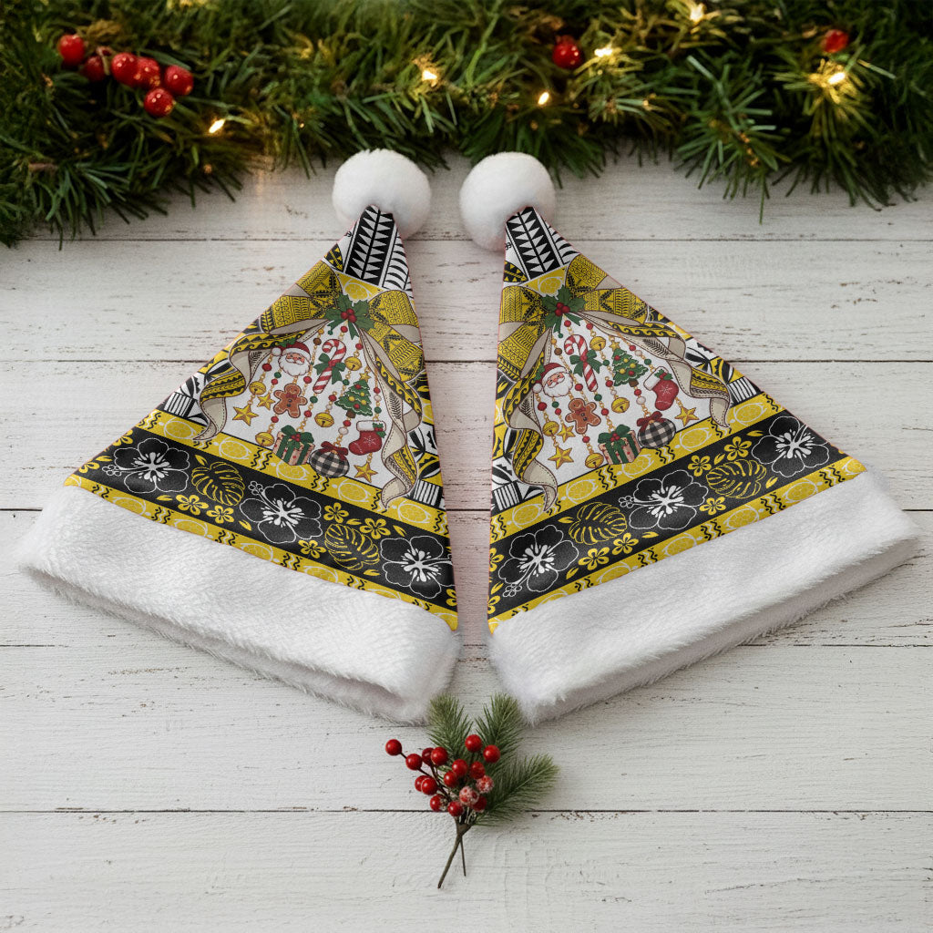 Niue Hiapo Christmas Bow Christmas Santa Hat Hapi Krismas Niuean Geometric Motif LT9 - Polynesian Pride