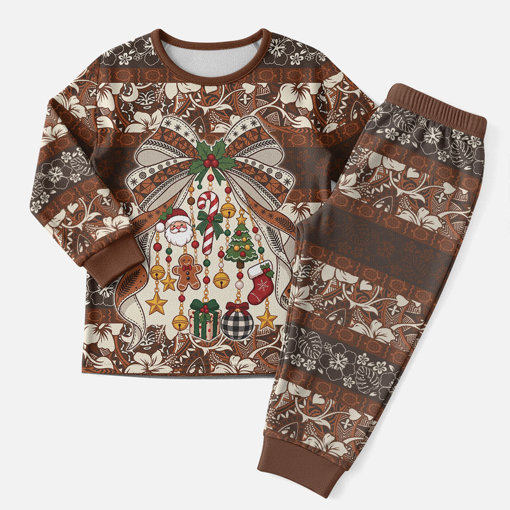 Tahiti 'Ahu Christmas Bow Christmas Pajama Set Ia 'oa'oa i te Noera LT9 Men Multicolor - Polynesian Pride