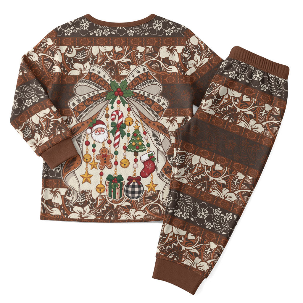Tahiti 'Ahu Christmas Bow Christmas Pajama Set Ia 'oa'oa i te Noera LT9 - Polynesian Pride