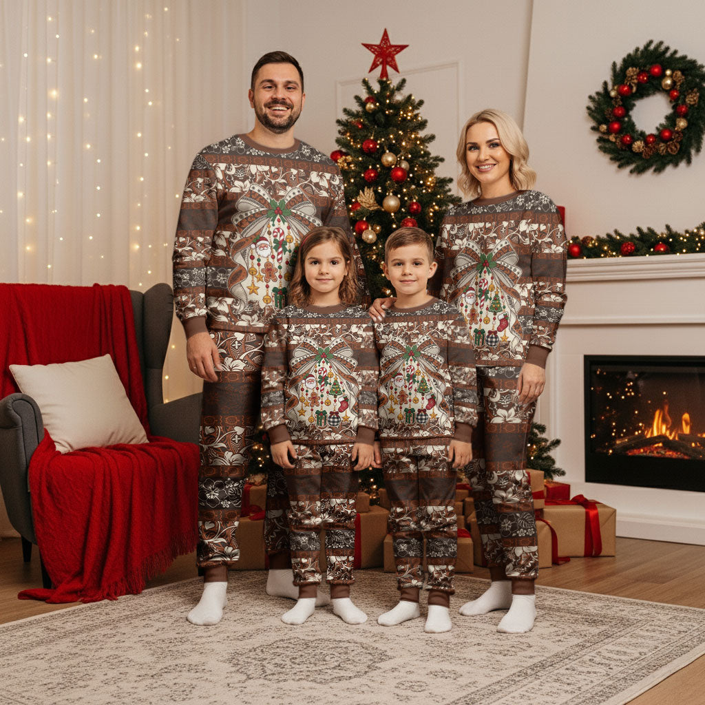 Tahiti 'Ahu Christmas Bow Christmas Pajama Set Ia 'oa'oa i te Noera LT9 - Polynesian Pride
