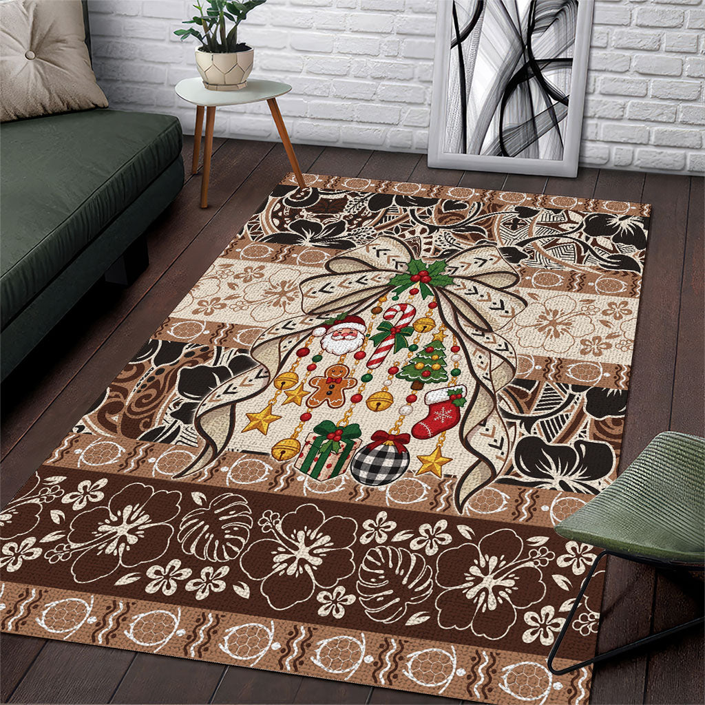 Tuvalu Woven Mat Christmas Bow Area Rug Ke Manuia Te Kilisimasi LT9 Multicolor - Polynesian Pride