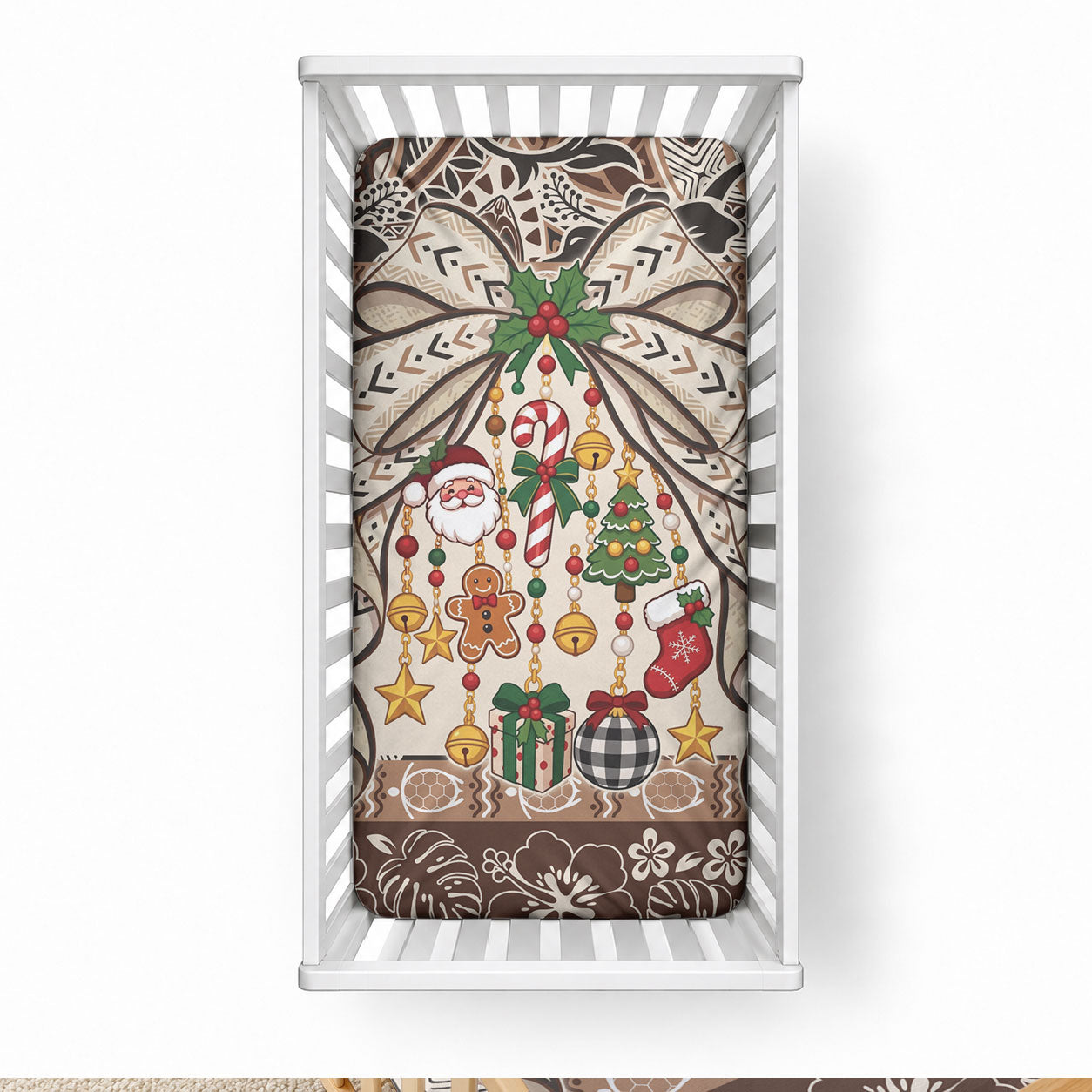 Tuvalu Woven Mat Christmas Bow Baby Bed Cover Ke Manuia Te Kilisimasi LT9 28 × 52 in Multicolor - Polynesian Pride