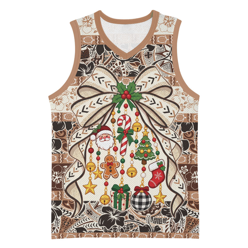 Tuvalu Woven Mat Christmas Bow Basketball Jersey Ke Manuia Te Kilisimasi LT9 Unisex Multicolor - Polynesian Pride