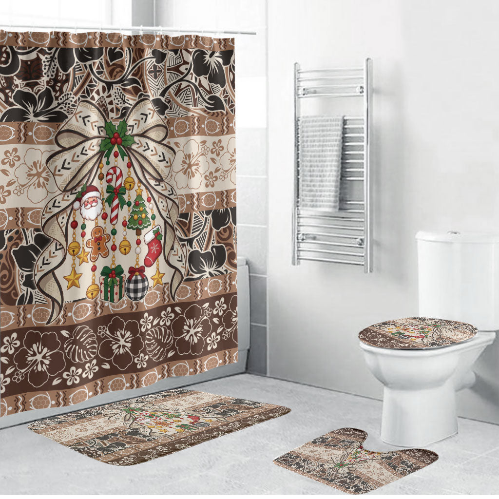 Tuvalu Woven Mat Christmas Bow Bathroom Set Ke Manuia Te Kilisimasi LT9 Bathroom Set (4 pcs) Multicolor - Polynesian Pride