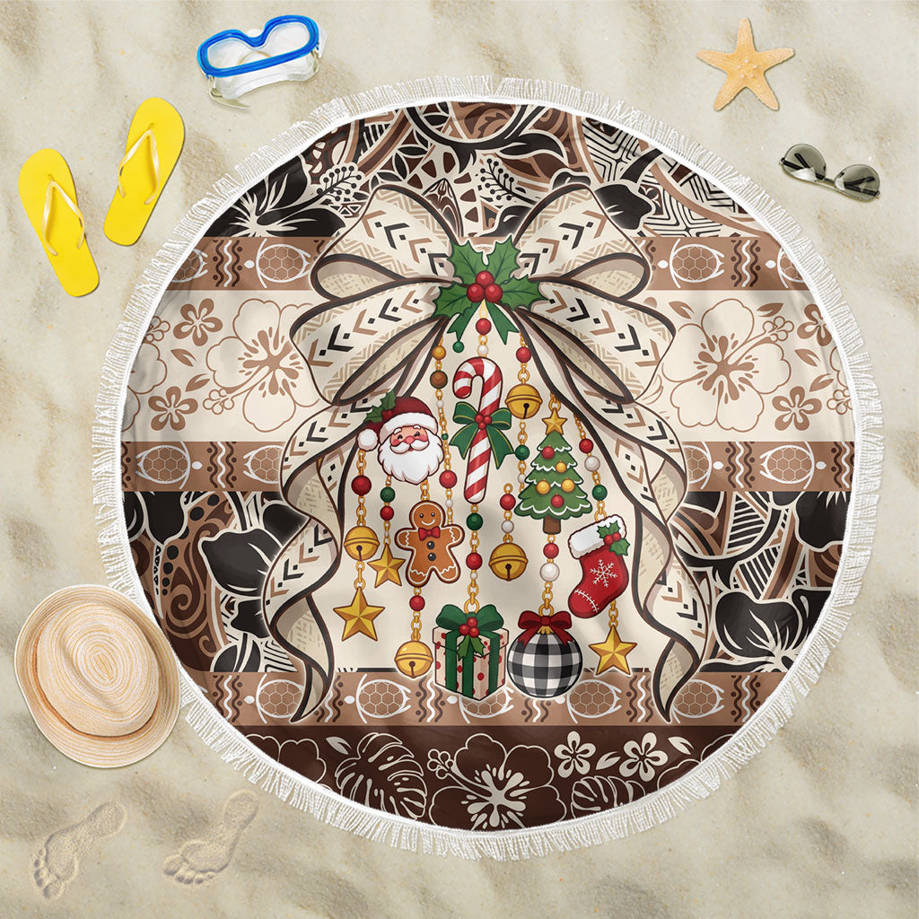 Tuvalu Woven Mat Christmas Bow Beach Blanket Ke Manuia Te Kilisimasi LT9 One Size 150cm Multicolor - Polynesian Pride