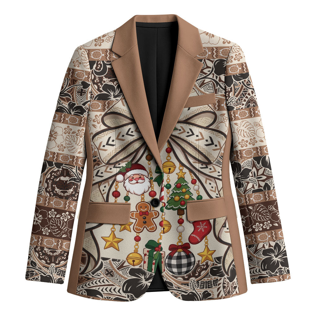 Tuvalu Woven Mat Christmas Bow Blazer Ke Manuia Te Kilisimasi LT9 Unisex Multicolor - Polynesian Pride