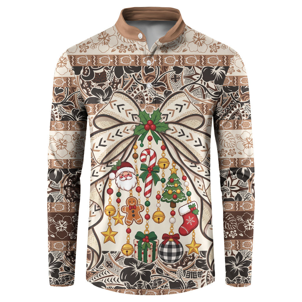 Tuvalu Woven Mat Christmas Bow Button Sweatshirt Ke Manuia Te Kilisimasi LT9 Multicolor - Polynesian Pride