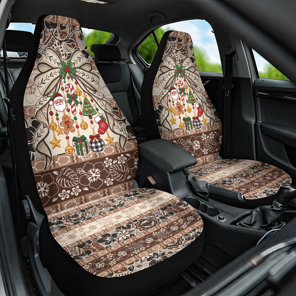 Tuvalu Woven Mat Christmas Bow Car Seat Cover Ke Manuia Te Kilisimasi LT9 One Size Multicolor - Polynesian Pride