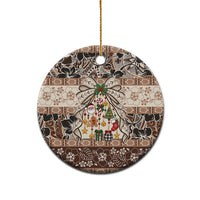Tuvalu Woven Mat Christmas Bow Ceramic Ornament Ke Manuia Te Kilisimasi LT9 - Polynesian Pride
