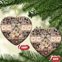 Tuvalu Woven Mat Christmas Bow Ceramic Ornament Ke Manuia Te Kilisimasi LT9 Heart Multicolor - Polynesian Pride