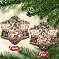 Tuvalu Woven Mat Christmas Bow Ceramic Ornament Ke Manuia Te Kilisimasi LT9 Snow Flake Multicolor - Polynesian Pride