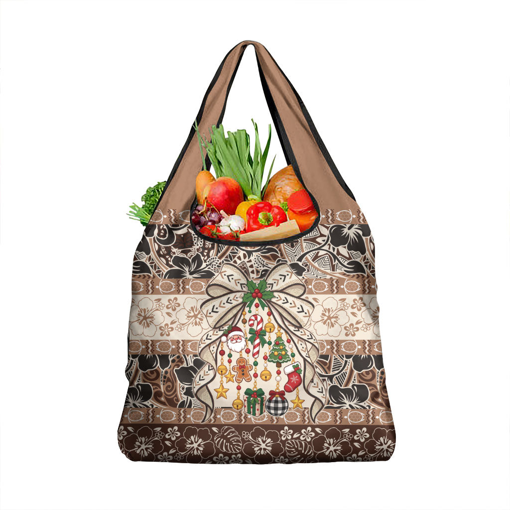 Tuvalu Woven Mat Christmas Bow Grocery Bag Ke Manuia Te Kilisimasi LT9 1-pack One Size Multicolor - Polynesian Pride