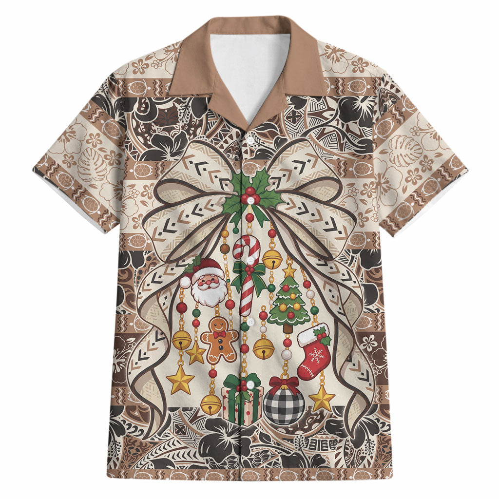 Tuvalu Woven Mat Christmas Bow Hawaiian Shirt Ke Manuia Te Kilisimasi LT9 Multicolor - Polynesian Pride