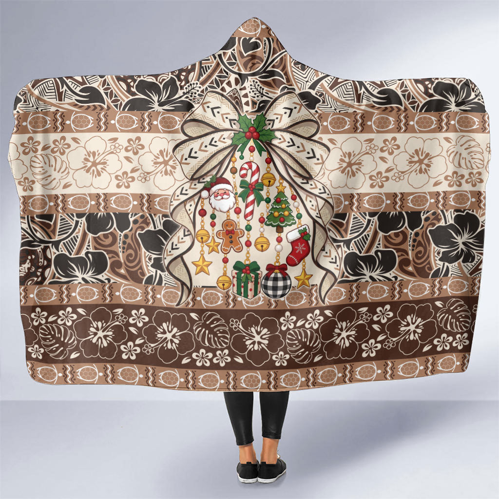 Tuvalu Woven Mat Christmas Bow Hooded Blanket Ke Manuia Te Kilisimasi LT9 One Size Multicolor - Polynesian Pride