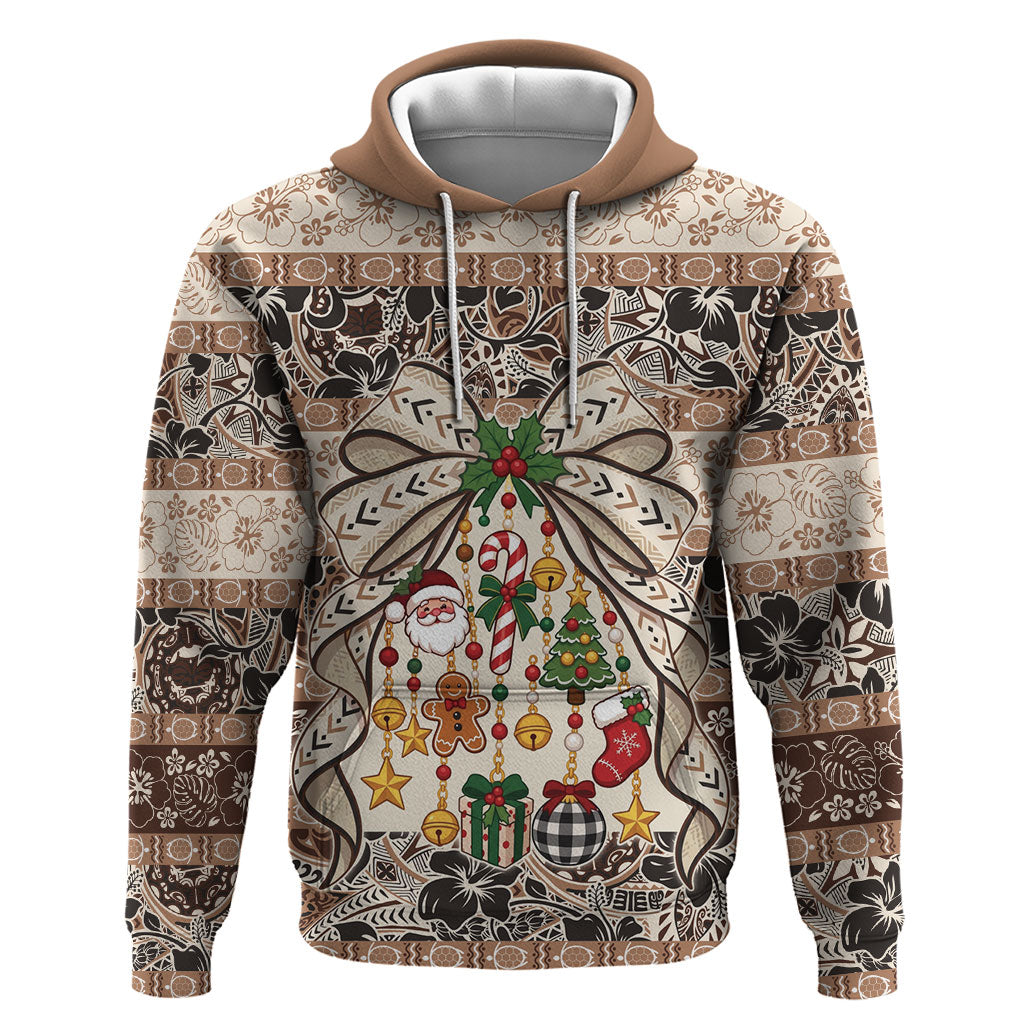 Tuvalu Woven Mat Christmas Bow Hoodie Ke Manuia Te Kilisimasi LT9 Pullover Hoodie Multicolor - Polynesian Pride