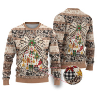 Tuvalu Woven Mat Christmas Bow Ugly Christmas Sweater Ke Manuia Te Kilisimasi LT9 Multicolor - Polynesian Pride