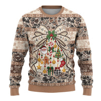 Tuvalu Woven Mat Christmas Bow Ugly Christmas Sweater Ke Manuia Te Kilisimasi LT9 - Polynesian Pride