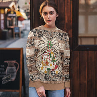 Tuvalu Woven Mat Christmas Bow Ugly Christmas Sweater Ke Manuia Te Kilisimasi LT9 - Polynesian Pride