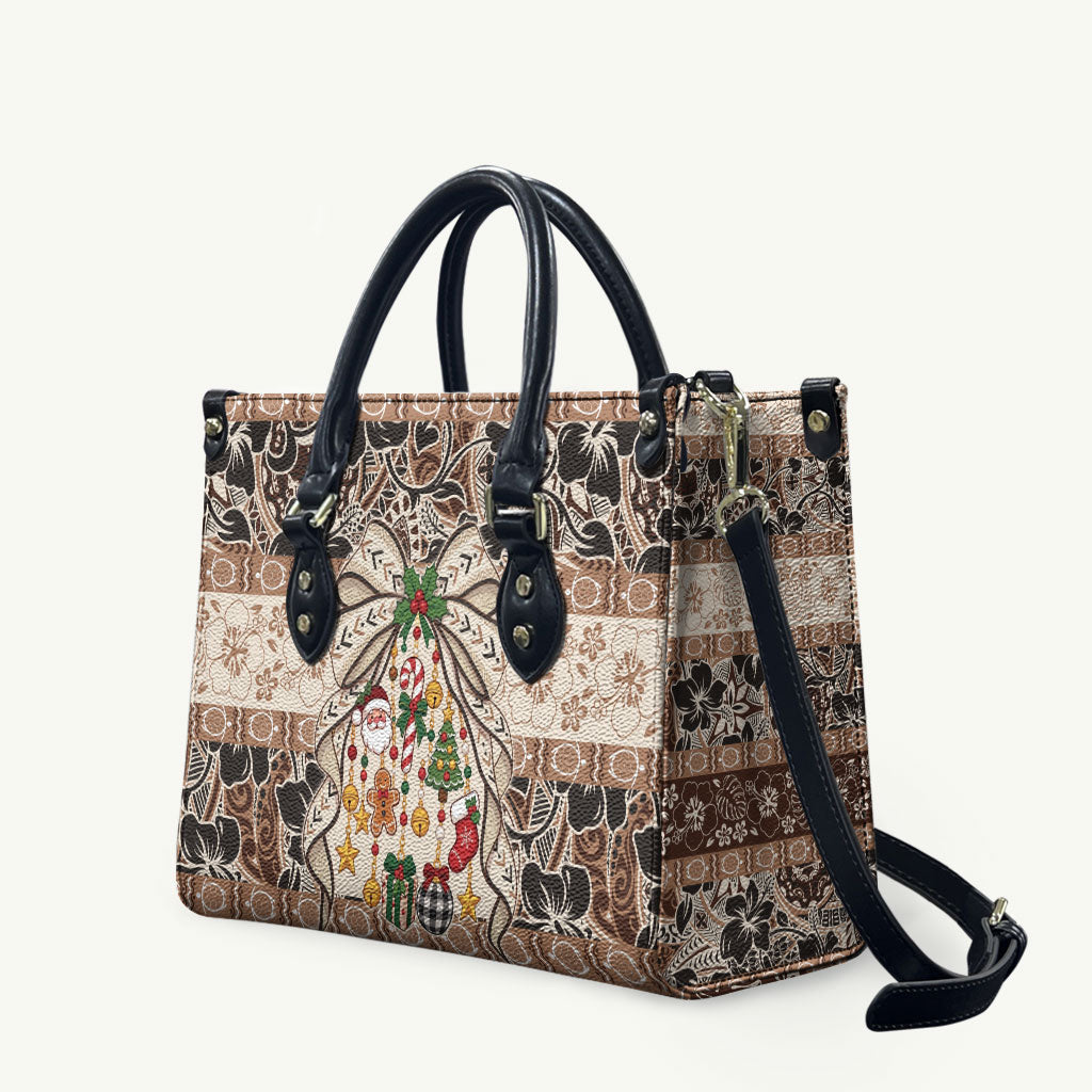 Tuvalu Woven Mat Christmas Bow Leather Bag Ke Manuia Te Kilisimasi LT9 Multicolor - Polynesian Pride