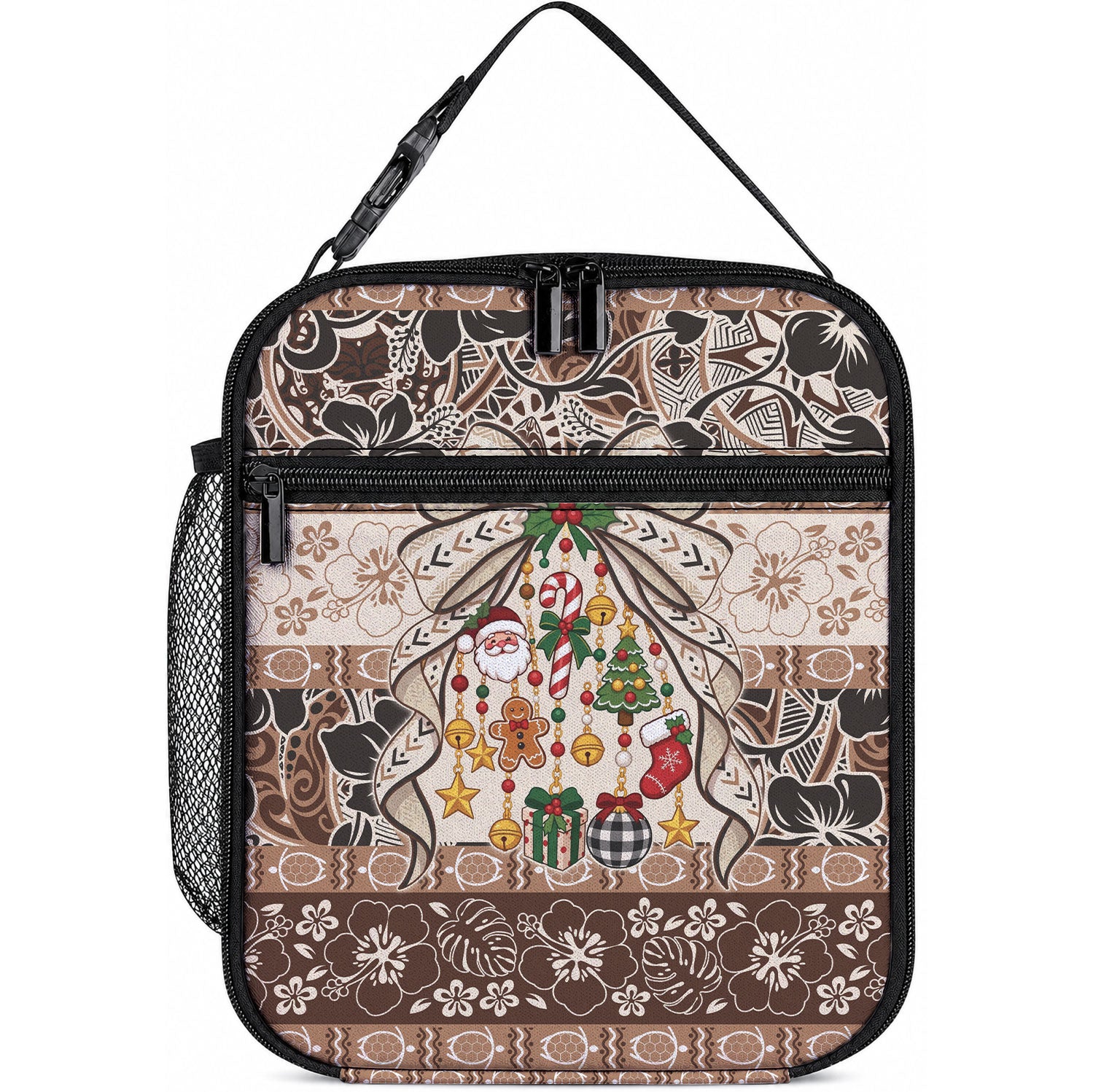 Tuvalu Woven Mat Christmas Bow Lunch Bag Ke Manuia Te Kilisimasi LT9 10.2 × 8.3 × 4.3 inch Multicolor - Polynesian Pride