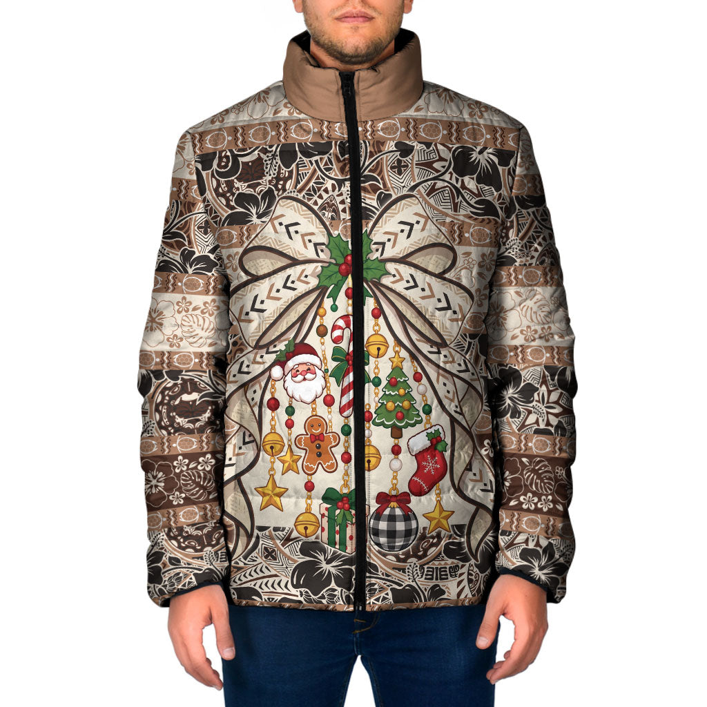 Tuvalu Woven Mat Christmas Bow Padded Jacket Ke Manuia Te Kilisimasi LT9 Men Multicolor - Polynesian Pride