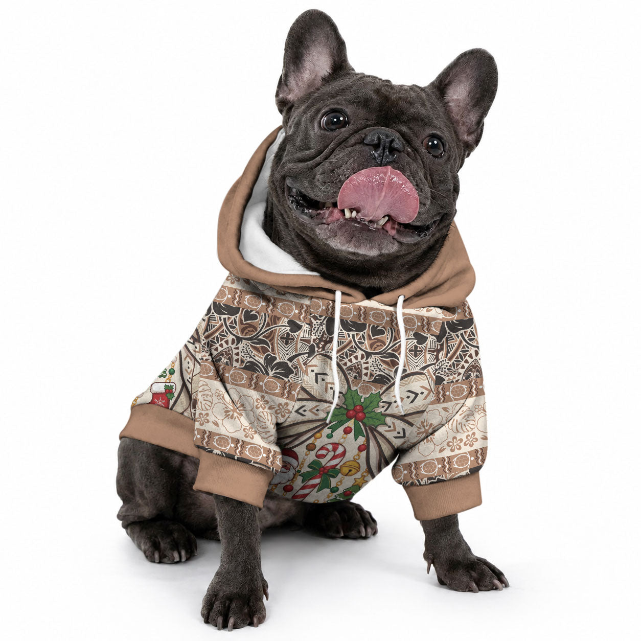 Tuvalu Woven Mat Christmas Bow Pet Hoodie Ke Manuia Te Kilisimasi LT9 - Polynesian Pride