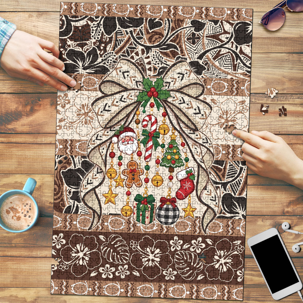 Tuvalu Woven Mat Christmas Bow Puzzle Ke Manuia Te Kilisimasi LT9 Multicolor - Polynesian Pride