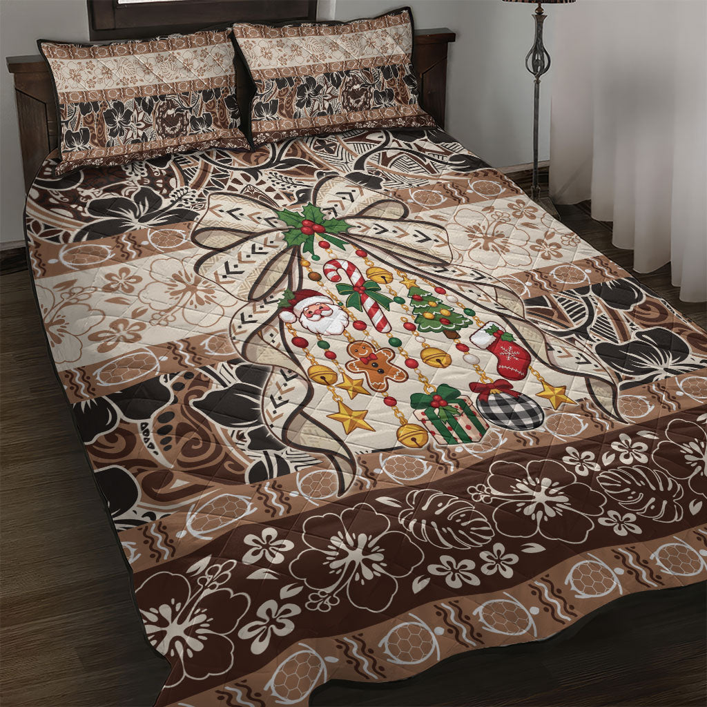 Tuvalu Woven Mat Christmas Bow Quilt Bed Set Ke Manuia Te Kilisimasi LT9 Multicolor - Polynesian Pride