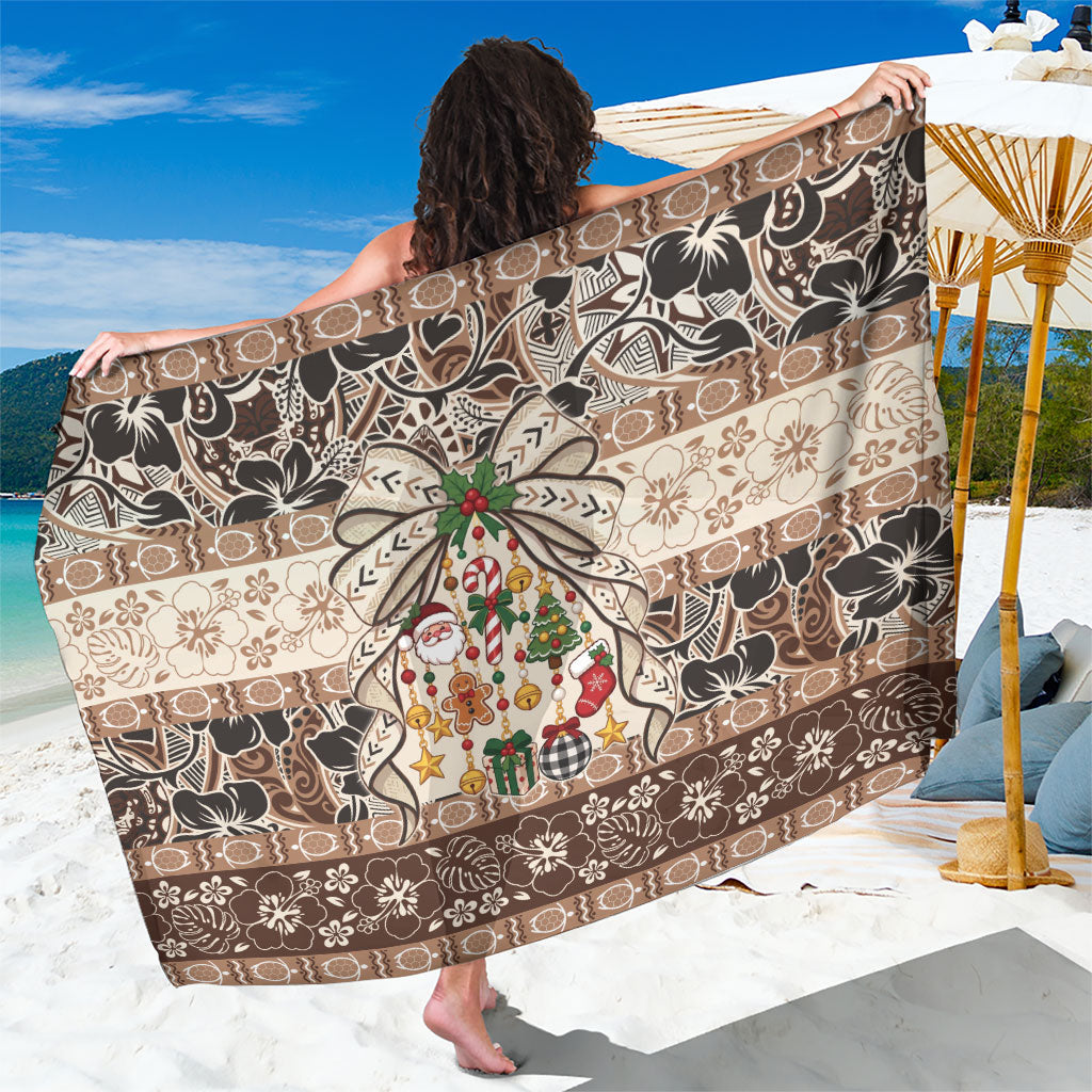 Tuvalu Woven Mat Christmas Bow Sarong Ke Manuia Te Kilisimasi LT9 One Size 44 x 66 inches Multicolor - Polynesian Pride