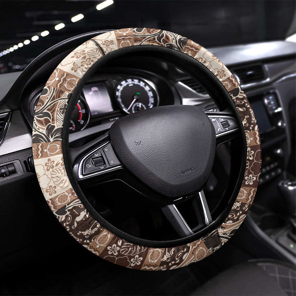 Tuvalu Woven Mat Christmas Bow Steering Wheel Cover Ke Manuia Te Kilisimasi LT9 Universal Fit Multicolor - Polynesian Pride