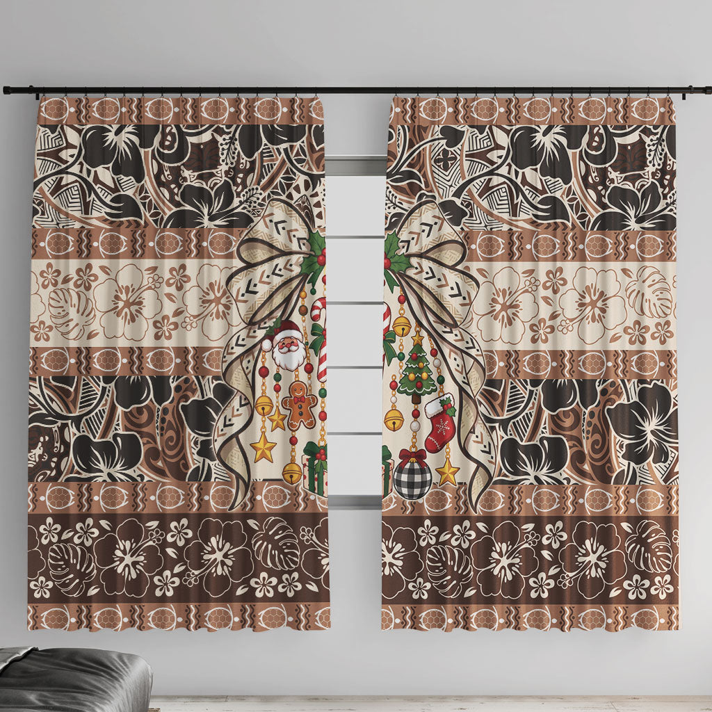 Tuvalu Woven Mat Christmas Bow Window Curtain Ke Manuia Te Kilisimasi LT9 With Hooks Multicolor - Polynesian Pride