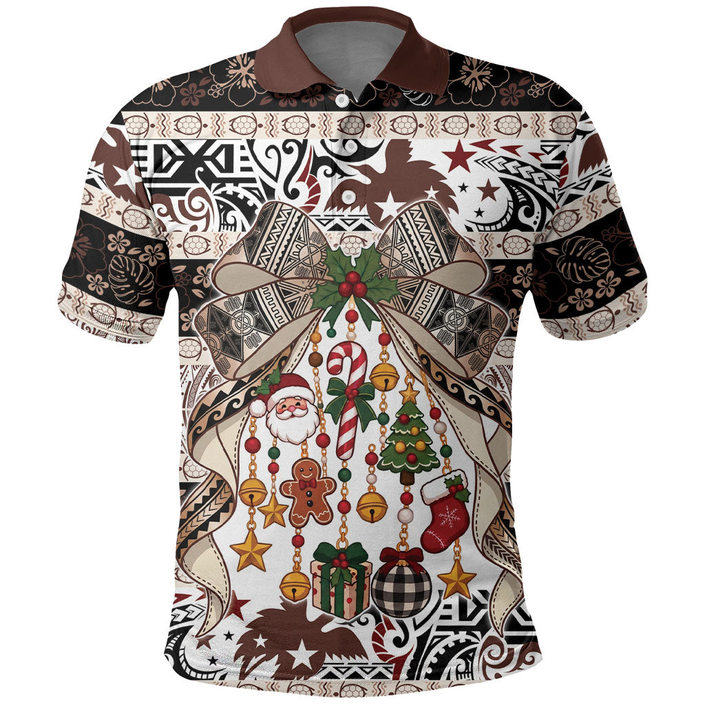 Papua New Guinea Bilum Christmas Bow Polo Shirt Bikpela hamamas blong dispela Krismas LT9 Multicolor - Polynesian Pride